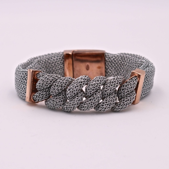 A&M Bracelet w/R.Gold Chain Links in Silver Mesh - Picture 1 of 3